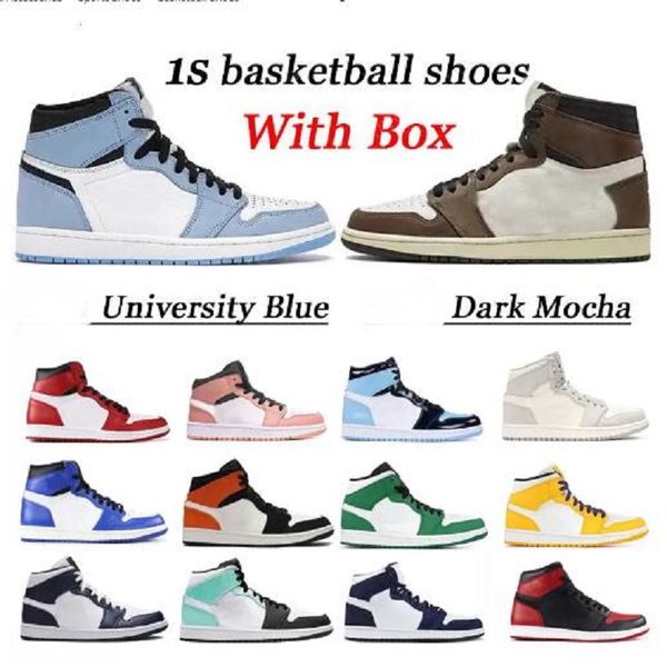 

men women designer sneakers mens university blue 1 basketball shoes 1s beginnings high dark mocha unc light smoke grey chicago patent bred r