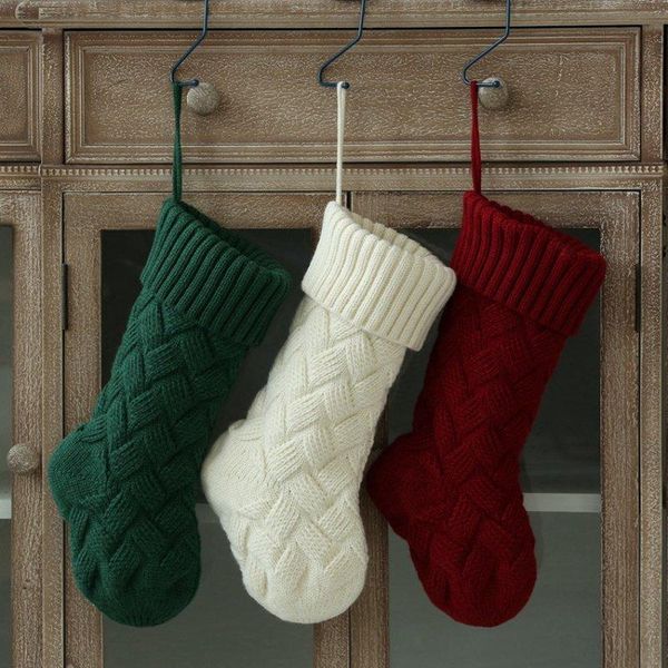 

sports socks 1 pcs christmas knitted stockings sport sock decor festival gift bag fireplace xmas tree hanging ornaments, Black