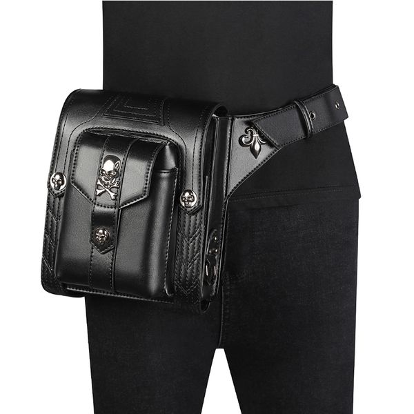 

lady pocket retro messenger bag punk mujer femme women shoulder bag men hombre women' pu leather travel leg bag waist packs 2019 c1026