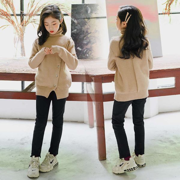 

girls' sweater 13260 2020 korean autumn and winter high collar thickened t-shirt zhongda children's warm et, Blue