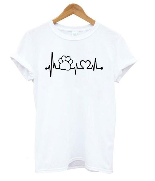 

funny electrocardiogram print t shirt women short sleeve o neck loose tshirt summer women tee shirt camisetas mujer, White