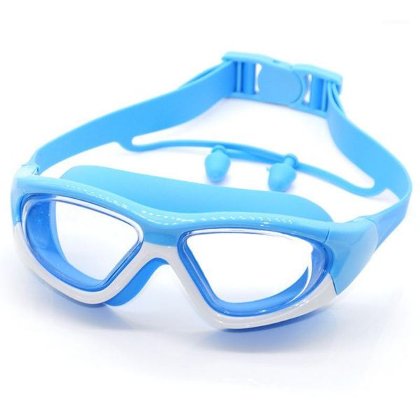 

professional swimming goggles kids swimming glasses w/earplugs anti-fog uv silicone waterproof swim eyewear children1