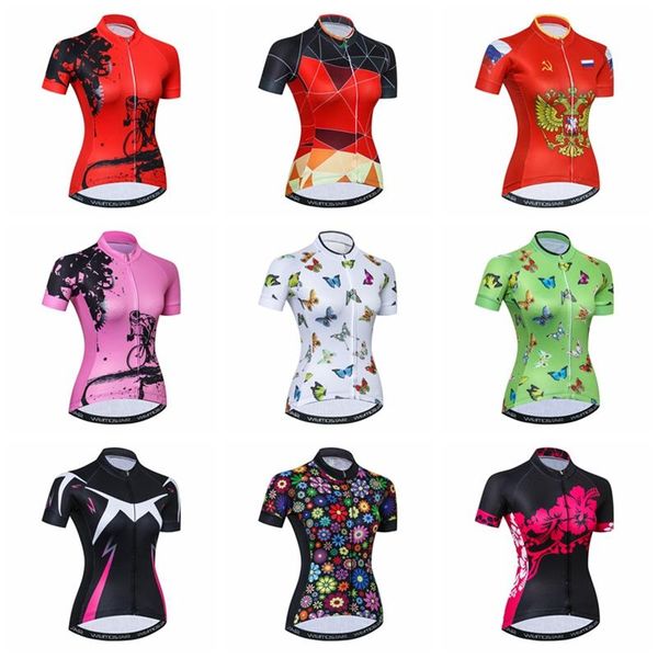 

weimostar cycling jersey women's bike jerseys ropa youth mtb bicycle clothing racing short sleeve shirt, Black;red