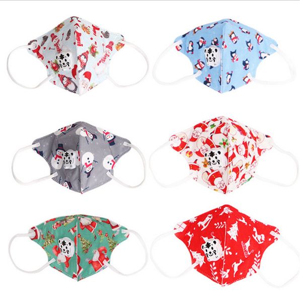 

kids christmas face mask cartoon snowman santa claus xmas masks with valve breather facemask cute children mask party decorations e110204