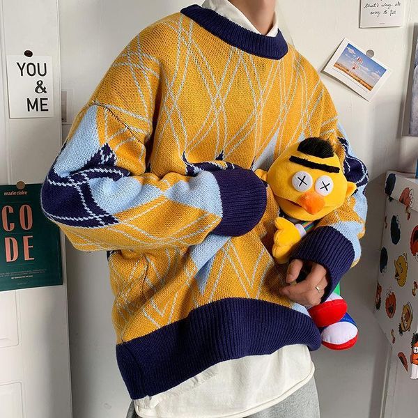 

men's sweaters knitted mens jumper sweater loose japanese trend street pullover ins casual coat korean winter clothes clothing time lim, White;black