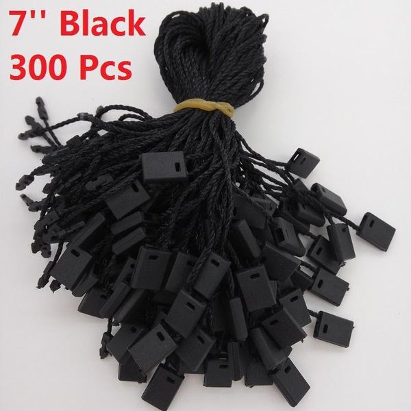 

7" garment hang tag string black 300 pieces black hang tag nylon cord for price1, Black;white
