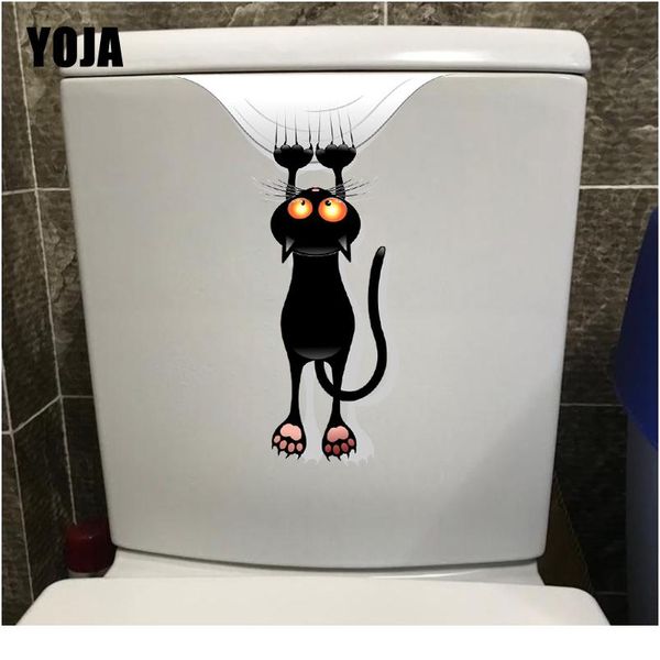 

yoja 17.7*24.4cm scratch cat funny bathroom toilet sticker classic room wall decals t1-0090 yoja 17. wmtown