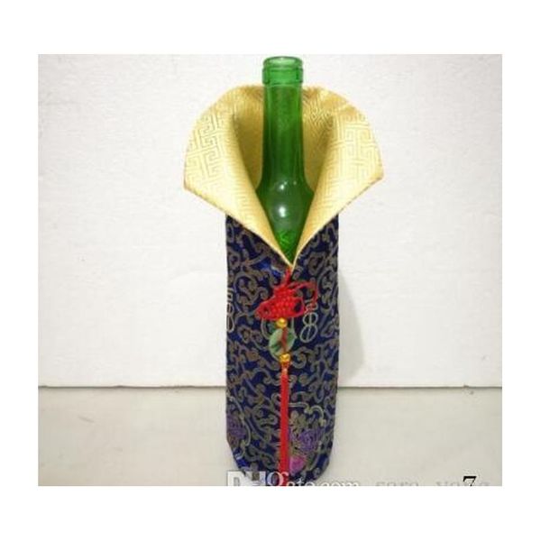 

chinese handmade silk wine bottle cover with chinese knot new year christmas table decoration bottle c wmtwuo toys2010