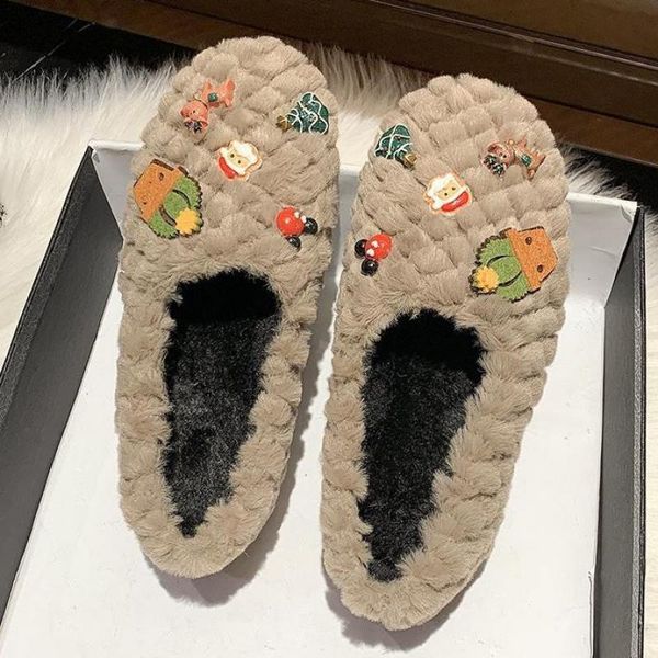 

обувь woman удобные и элегантные бездельников мех обувь женская женщин вскользь тапки all-match мелкий рот осень, Black