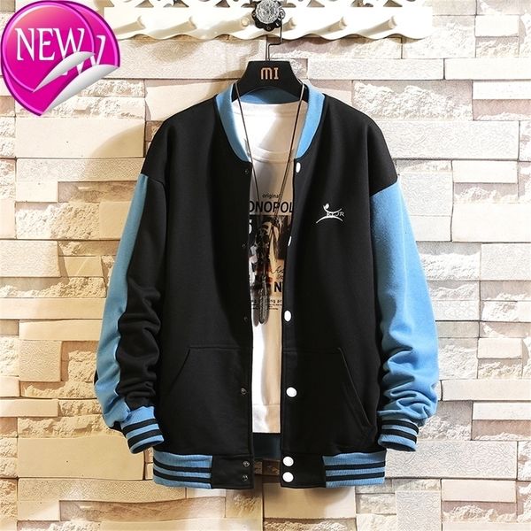 

ins hip hop baseball uniform bomber patchwork jackets men's 2020 janpanese streetwear casual for autumn spring, Black