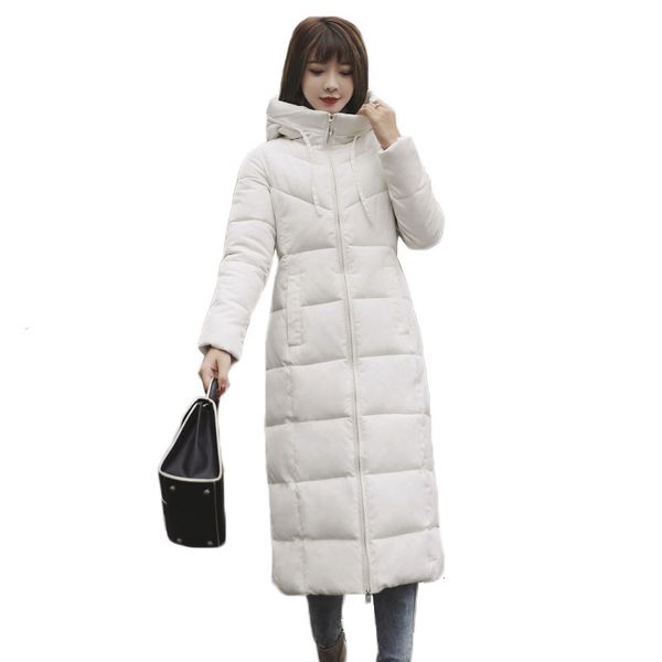 

2021 new women's white winter coat m-6xl plus size cotton jackets new fashion korean fine core heat maxi parka, Black