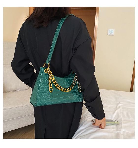 

alligator pattern leather shoulder bag women sling chains belt small messenger bags ladies gift bag