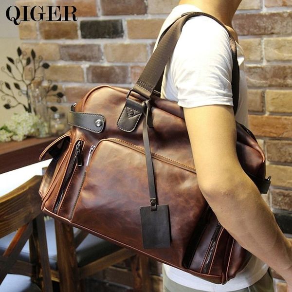 

vintage leather men messenger bags large capacity travel bags brown crossbody shoulder handbags briefcases