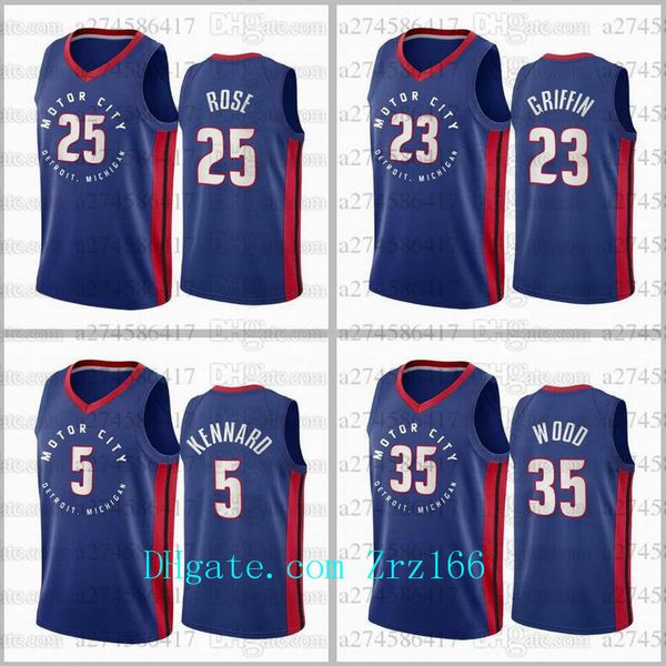 

men basketball detroit pistons 25 rose 23 griffin 10 rodman city 2020-21 jersey, Black;red