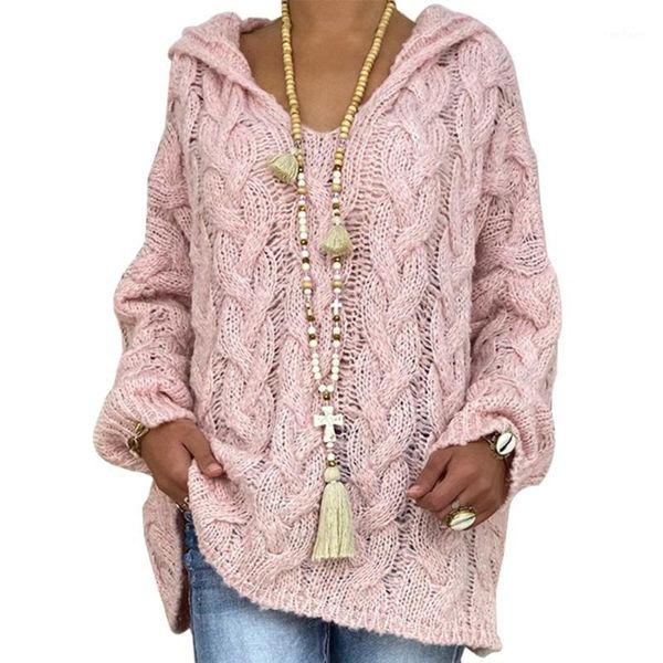

2020 autumn and winter new ladies pure color sweater twist knitted sweater v-neck hoodie loose jacket all-match casual1, White;black