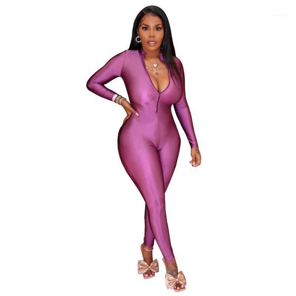 

women fitness jumpsuit front zipper long sleeve sportwear v-neck long romper women jumpsuit jogging femme outfits1, Black;white