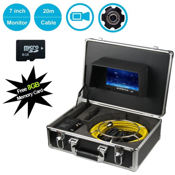 

cameras 20m cable 7inch 23mm industrial pipe sewer inspection video camera waterproof drain with dvr