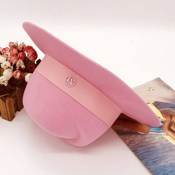 

2020 explosions autumn and winter women's pure wool wide-brimmed jazz hat pink winter hat direct sales, Blue;gray