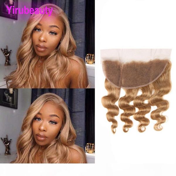 

malaysian human hair 13 by 4 lace frontal 27# body wave virgin hair 27# color pre plucked 13x4 frontals yirubeauty, Black;brown