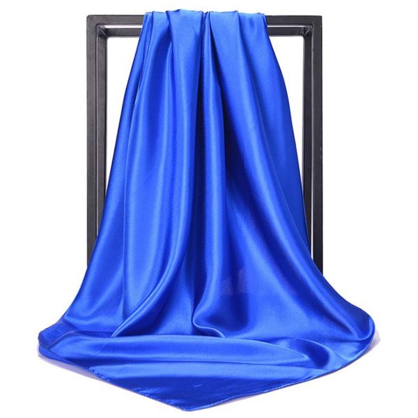 

90*90cm solid color women's square silky scarf soft large satin silk muslim hijab head scarves candy color ladies headbands wrap q sqcp