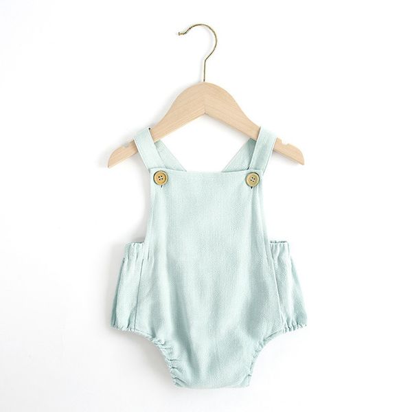 

designers clothes kid wholesale boutique new born baby girls suspender romper blank onesie baby clothes cute plain baby linen bubble rompers, Blue