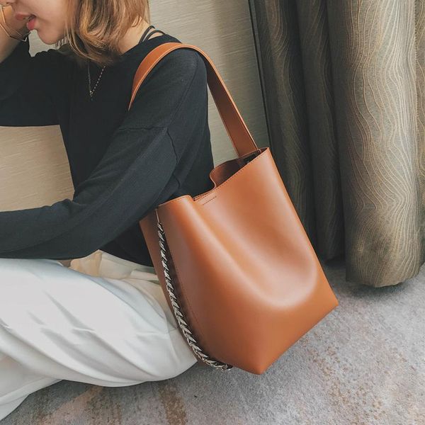 

brand design women shoulder bag large capacity chain bucket handbags quality pu leather women's totes shopping bag bolsa feminin