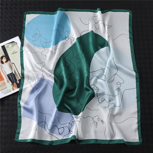 

2020 новый silk square square scarf print print print frack fashion shawle и обертки женщины bandana scearchief lady band hair headband hija, Blue;gray