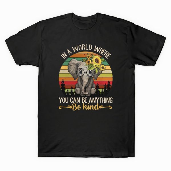 

sport in a world where you can be anything be kind elephant vintage men 2019 new short sleeve hipster male tees