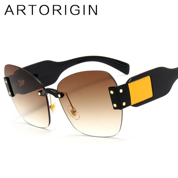 

sunglasses artorigin 2021 ladies oversized frame wide temple rimless fashion women miu oculos feminino at9132, White;black