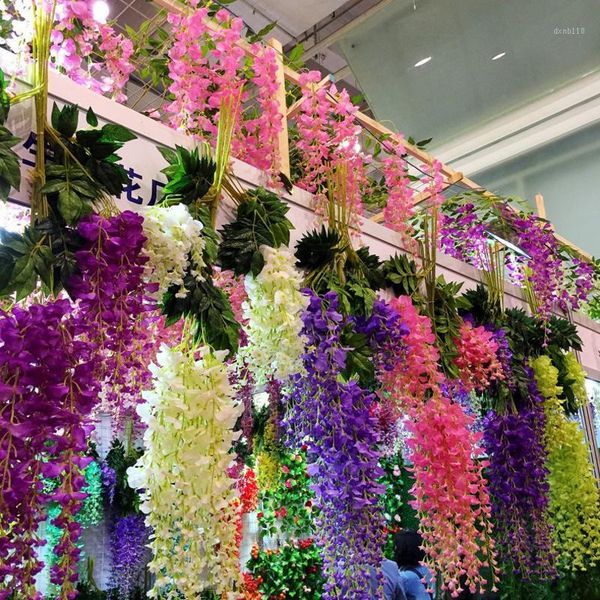 

12 pcs/lot artificial wisteria flowers wedding decorative branches garland silk flowers christmas decorations for home1