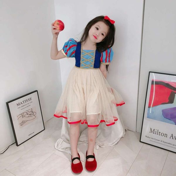 

performance halloween costume white drs children's girl ice snow aisha princs skirt, Red;yellow