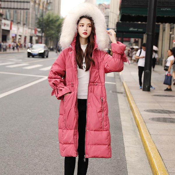 

white duck down jacket women clothes 2020 winter coat women korean raccoon fur collar puffer jacket warm parka 9636 yy21831, Black