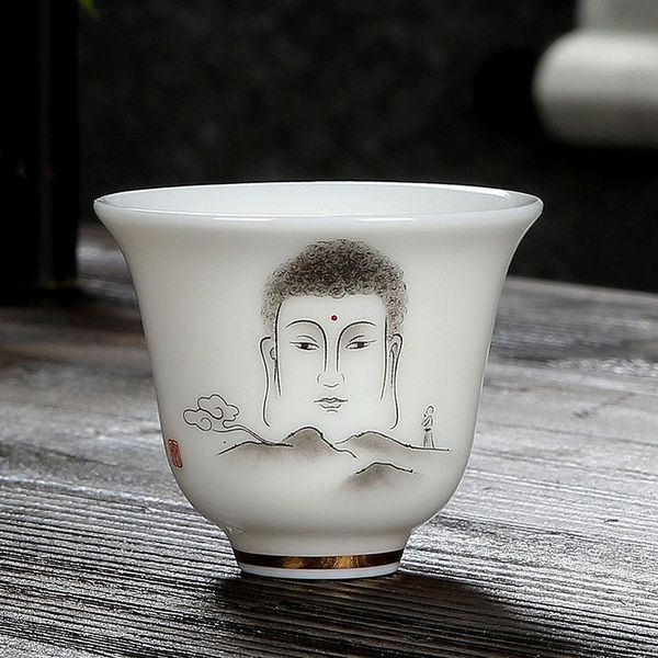 

white jade porcelain chinese tea cup ceramic teacup zen buddha tasting tea cups upscale gift coffee cup bbyvuz