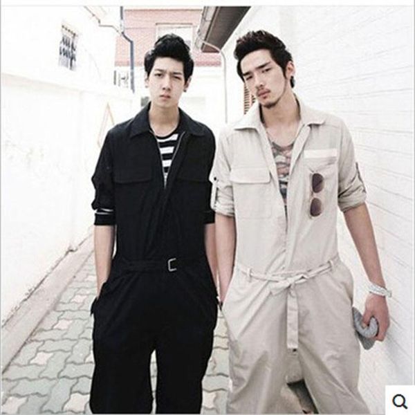 

the explosion 2017 high-profile all-match leisure tooling siamese pants jumpsuit men's korean tide slacks trousers1, Black