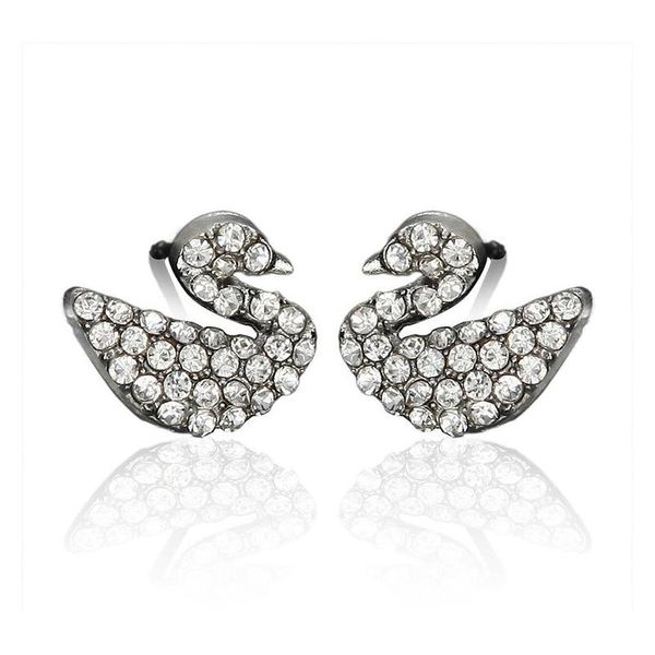 

simple wild personality animal mini swan micro-drill earrings hypoallergenic ear ornament female gift wholesale shipping 2chgg qmnoy, Golden;silver