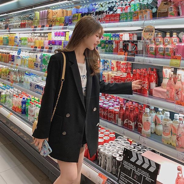 

p shoot women's dress 2020 new style autumn casual suit jacket women korean-style leisure relaxed online celebrity long slee1, White;black