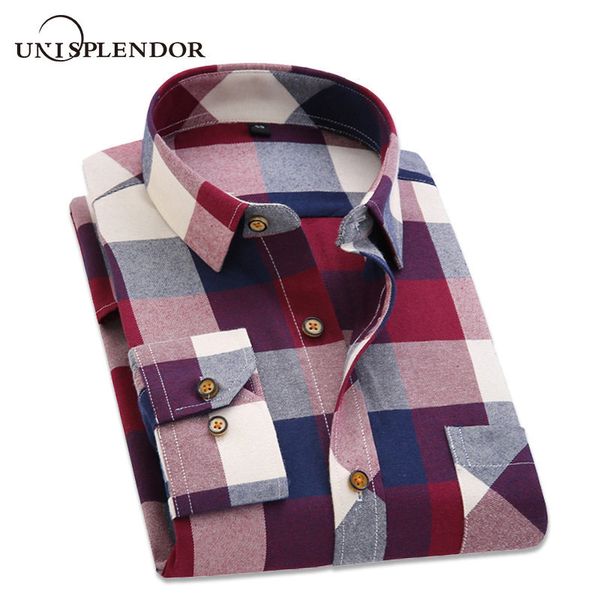 

2019 spring autumn flannel men plaid shirt long sleeve men's warm casual shirts british cotton mens check shirt 14 design yn790 1022, White;black