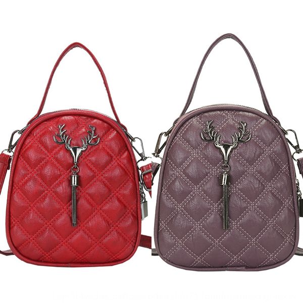 

2020 new pu soft leather women's lightweight waterproof fashion lingge embroidery multi-functional bag shoulder bag shoulder backpack h