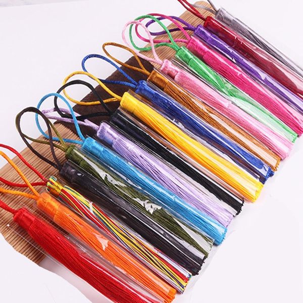 

5pcs lot 12cm silk tassel brush fringe bookmark tassel satin phone tassels for crafts jewelry diy sewing curtains garment decor h jlllqd