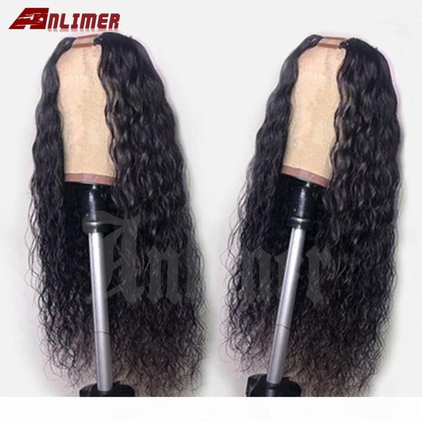 

wave u part wigs human hair u opening space 1*4 brazilian remy hair middle part natural wave u part wig for women anlimer, Black
