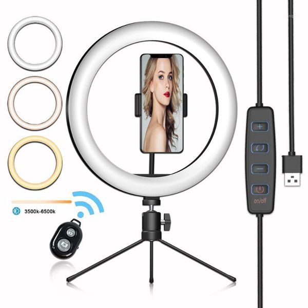 

pgraphy led selfie ring light 26cm dimmable camera phone ring lamp 10inch with table tripods for makeup video live studio1