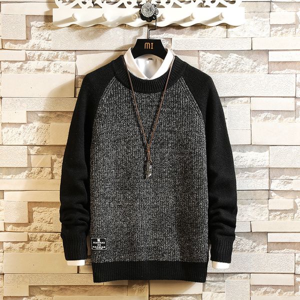

2021 new sweaters men's black long sleeves autumn winter pullover knitted o-neck plus oversize 5xl u09f, White;black
