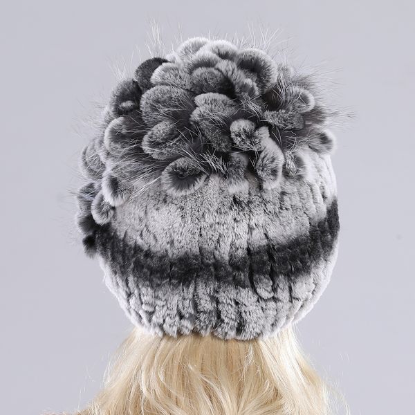 

женский real genuine rex rabbit fur cap русская зима вязаная real rex rabbit fur hat женщин реального кролика лисий мех skullies шапочки 201, Blue;gray