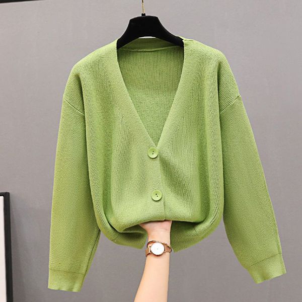 

2021 new knit sweater women autumn female casual long sleeve button cardigan knitted sweaters coat femme winter warm clothes 2b50, White;black