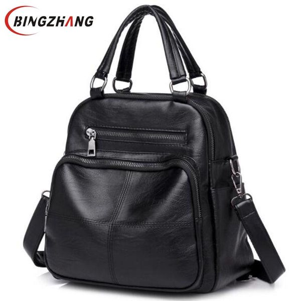 

casual large capacity women tote shoulder bag pu leather ladies bucket handbag messenger bag soft shopping crossbody l8-376