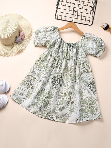 

toddler girls paisley scarf print smock dress she, Red;yellow