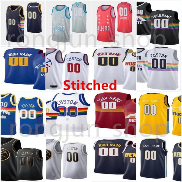 

custom stitched 2022 diamond 75th basketball jerseys 15 nikola 27 jamal jokic murray bol gordon 11 monte morris 8 jeff 0 jamychal green aust, Black;red