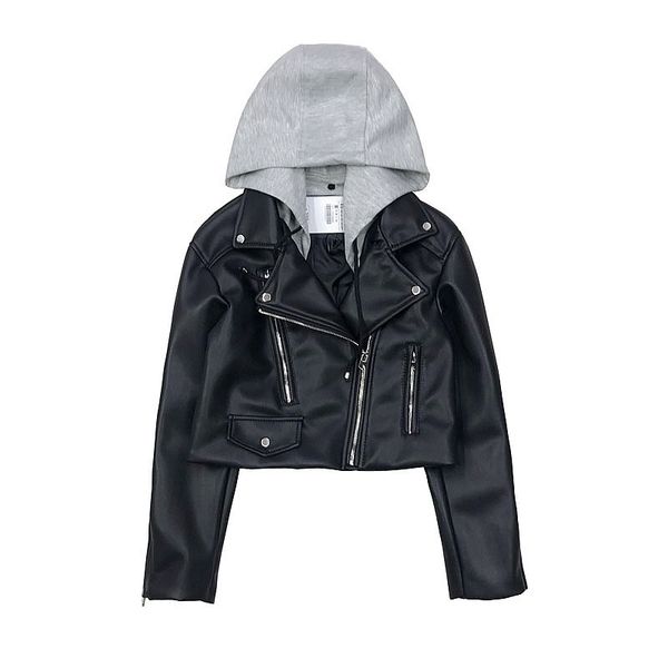 

2021 new women on motorcycles from leather ladies with autumn hood biker streetwear women's high street jackets 3f89, Black