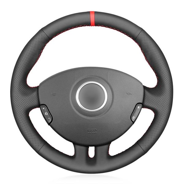 Черный PU искусственной кожи красного маркер ручного сшитые рулевого управление автомобилем колесо Обложка для Clio 3 2005-2013 Clio 3 2005-2013