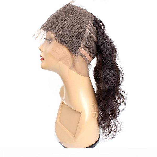

natural color 360 lace frontal straight body deep water kinky culry front lace virgin brazilian human hair 10 to 20 inch, Black